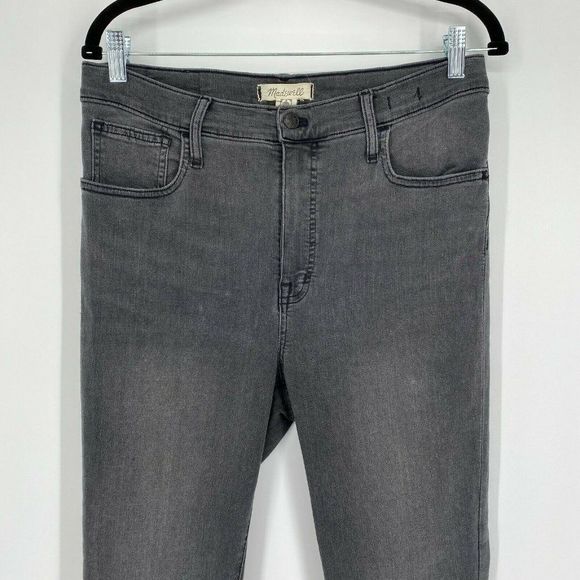 Madewell 10" High Rise Skinny Fit Jeans Women's Sz 30 Stretch Raw Hem Denim Gray - Picture 2 of 12